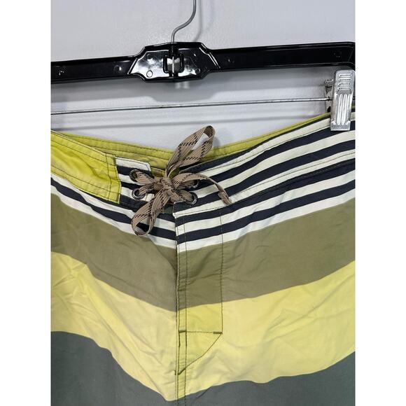 Patagonia Men's Board Shorts Nylon Striped Yellow Green Size 38 - Picture 8 of 9